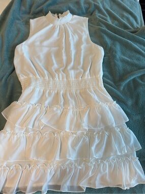STATE White Ruffle Tiered Camisole Dress